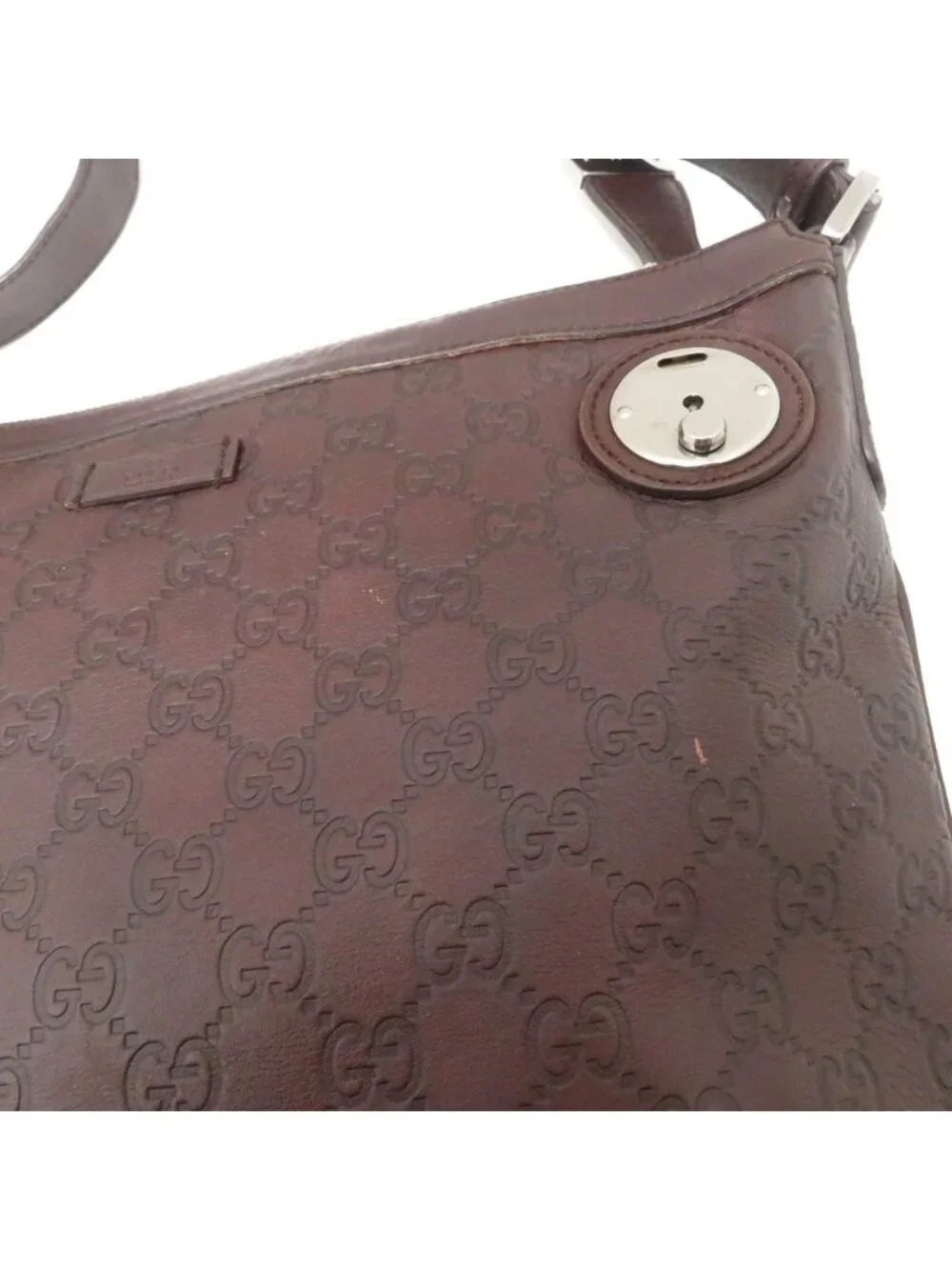 Gucci Guccissima Shoulder Bag Dark Brown Leather GG Canvas